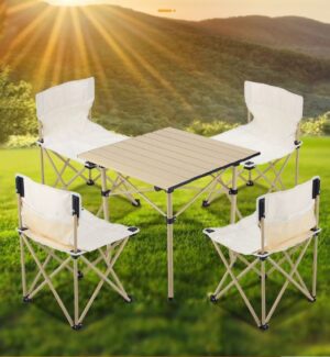 bàn ghế gấp dã ngoại cao cấp màu trắng ngà